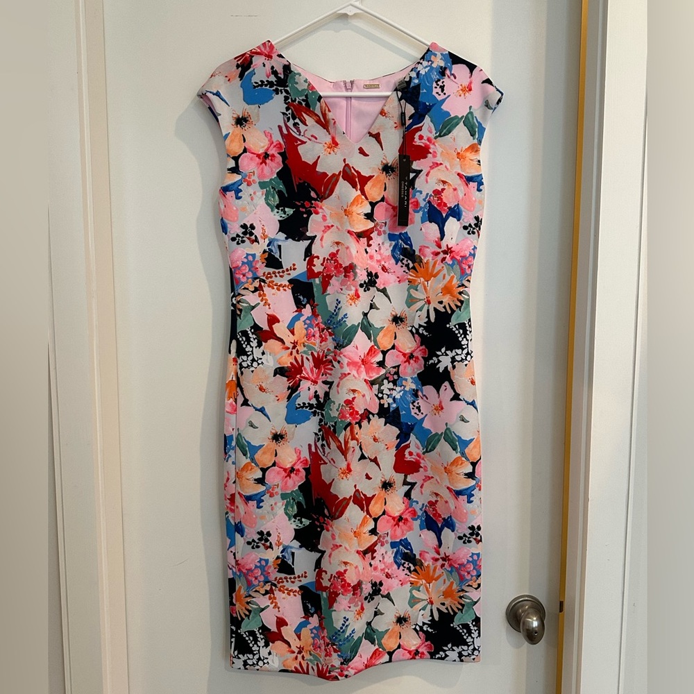 T Tahari Floral Scuba Sleeveless Dress - Size M